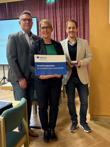 Henning Wolff, Johanna Verse und Heiko Klein beim Kommunalen Präventionsrat der Stadt Schortens